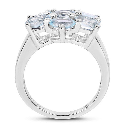 Bids.com 3.57 Carat Genuine  Blue Topaz .925 Sterling Silver Ring Rings White Smoke size 7.00,size 6.00,size 8.00,size 5.00,size 9.00