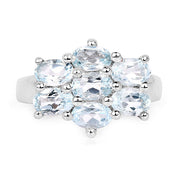 Bids.com 3.57 Carat Genuine  Blue Topaz .925 Sterling Silver Ring Rings White Smoke size 7.00,size 6.00,size 8.00,size 5.00,size 9.00