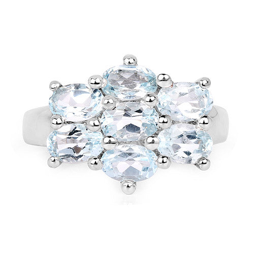 Bids.com 3.57 Carat Genuine  Blue Topaz .925 Sterling Silver Ring Rings White Smoke size 7.00,size 6.00,size 8.00,size 5.00,size 9.00