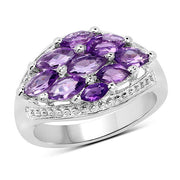 Bids.com 1.91 Carat Genuine  Amethyst .925 Sterling Silver Ring Rings White Smoke size 7.00,size 6.00,size 8.00,size 5.00,size 9.00