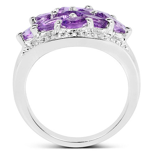 Bids.com 1.91 Carat Genuine  Amethyst .925 Sterling Silver Ring Rings White Smoke size 7.00,size 6.00,size 8.00,size 5.00,size 9.00