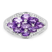 Bids.com 1.91 Carat Genuine  Amethyst .925 Sterling Silver Ring Rings White Smoke size 7.00,size 6.00,size 8.00,size 5.00,size 9.00