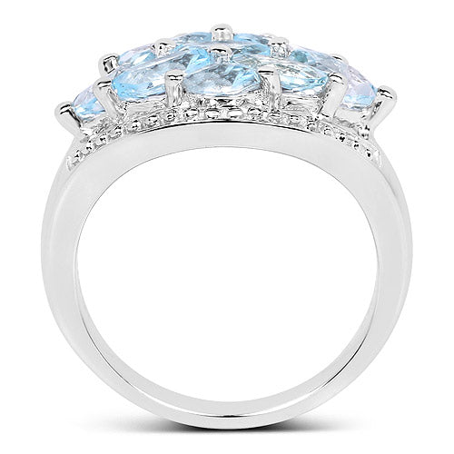 Bids.com 2.50 Carat Genuine  Blue Topaz .925 Sterling Silver Ring Rings White Smoke size 6.00,size 7.00,size 8.00,size 5.00,size 9.00
