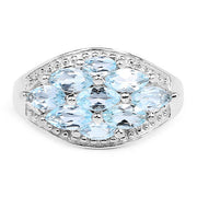 Bids.com 2.50 Carat Genuine  Blue Topaz .925 Sterling Silver Ring Rings White Smoke size 6.00,size 7.00,size 8.00,size 5.00,size 9.00