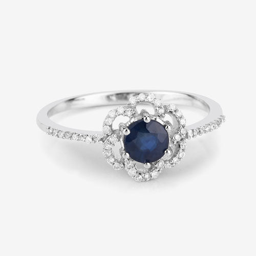 Bids.com 0.78 Carat Genuine Blue Sapphire and White Diamond 14K White Gold Ring Rings Lavender size 5.00,size 6.00,size 7.00,size 8.00,size 9.00