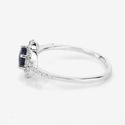 Bids.com 0.78 Carat Genuine Blue Sapphire and White Diamond 14K White Gold Ring Rings White Smoke size 5.00,size 6.00,size 7.00,size 8.00,size 9.00