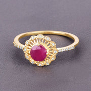 Bids.com 0.68 Carat Genuine Ruby and White Diamond 14K Yellow Gold Ring Rings Dim Gray size 5.00,size 6.00,size 7.00,size 8.00,size 9.00