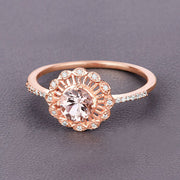 Bids.com 0.54 Carat Genuine Morganite and White Diamond 14K Rose Gold Ring Rings Dim Gray size 7.00,size 6.00,size 8.00,size 5.00,size 9.00