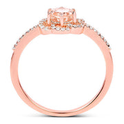 Bids.com 0.54 Carat Genuine Morganite and White Diamond 14K Rose Gold Ring Rings White Smoke size 7.00,size 6.00,size 8.00,size 5.00,size 9.00