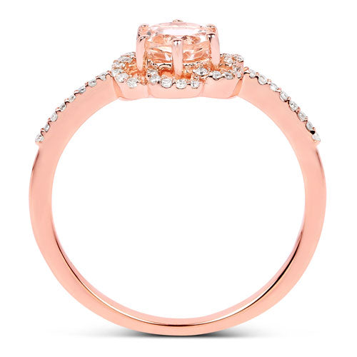 Bids.com 0.54 Carat Genuine Morganite and White Diamond 14K Rose Gold Ring Rings White Smoke size 7.00,size 6.00,size 8.00,size 5.00,size 9.00