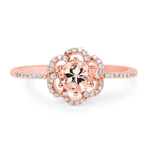 Bids.com 0.54 Carat Genuine Morganite and White Diamond 14K Rose Gold Ring Rings White Smoke size 7.00,size 6.00,size 8.00,size 5.00,size 9.00