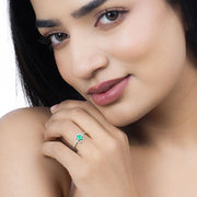 Bids.com 0.55 Carat Genuine Zambian Emerald and White Diamond 14K White Gold Ring Rings Tan size 5.00,size 6.00,size 7.00,size 8.00,size 9.00