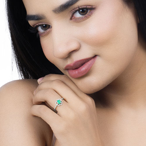 Bids.com 0.55 Carat Genuine Zambian Emerald and White Diamond 14K White Gold Ring Rings Tan size 5.00,size 6.00,size 7.00,size 8.00,size 9.00