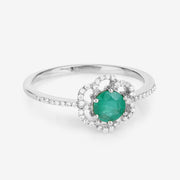 Bids.com 0.55 Carat Genuine Zambian Emerald and White Diamond 14K White Gold Ring Rings White Smoke size 5.00,size 6.00,size 7.00,size 8.00,size 9.00