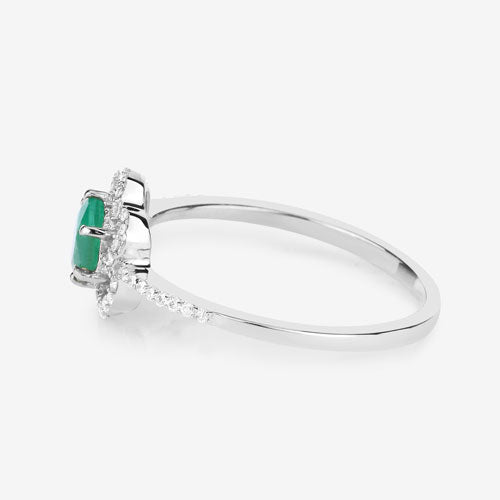 Bids.com 0.55 Carat Genuine Zambian Emerald and White Diamond 14K White Gold Ring Rings White Smoke size 5.00,size 6.00,size 7.00,size 8.00,size 9.00