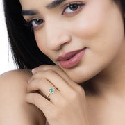 Bids.com 0.55 Carat Genuine Zambian Emerald and White Diamond 14K Yellow Gold Ring Rings Tan size 5.00,size 6.00,size 7.00,size 8.00,size 9.00