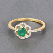 Bids.com 0.55 Carat Genuine Zambian Emerald and White Diamond 14K Yellow Gold Ring Rings Light Slate Gray size 5.00,size 6.00,size 7.00,size 8.00,size 9.00