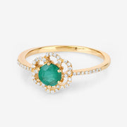 Bids.com 0.55 Carat Genuine Zambian Emerald and White Diamond 14K Yellow Gold Ring Rings White Smoke size 5.00,size 6.00,size 7.00,size 8.00,size 9.00