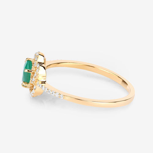 Bids.com 0.55 Carat Genuine Zambian Emerald and White Diamond 14K Yellow Gold Ring Rings White Smoke size 5.00,size 6.00,size 7.00,size 8.00,size 9.00