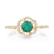 Bids.com 0.55 Carat Genuine Zambian Emerald and White Diamond 14K Yellow Gold Ring Rings White Smoke size 5.00,size 6.00,size 7.00,size 8.00,size 9.00