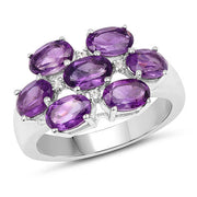 Bids.com 3.05 Carat Genuine  Amethyst and White Topaz .925 Sterling Silver Ring Rings White Smoke size 7.00,size 6.00,size 8.00,size 5.00,size 9.00