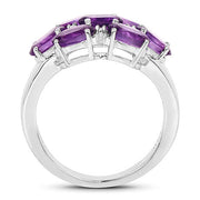 Bids.com 3.05 Carat Genuine  Amethyst and White Topaz .925 Sterling Silver Ring Rings White Smoke size 7.00,size 6.00,size 8.00,size 5.00,size 9.00