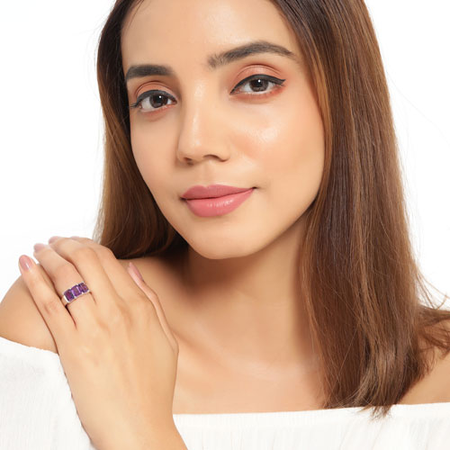 Bids.com 2.85 Carat Genuine Amethyst .925 Sterling Silver Ring Rings White Smoke size 6.00,size 7.00,size 8.00,size 5.00,size 9.00