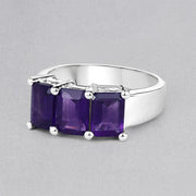 Bids.com 2.85 Carat Genuine Amethyst .925 Sterling Silver Ring Rings Gray size 6.00,size 7.00,size 8.00,size 5.00,size 9.00