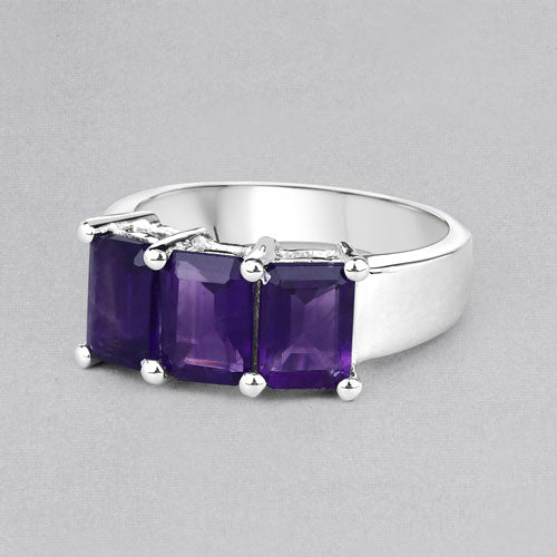 Bids.com 2.85 Carat Genuine Amethyst .925 Sterling Silver Ring Rings Gray size 6.00,size 7.00,size 8.00,size 5.00,size 9.00