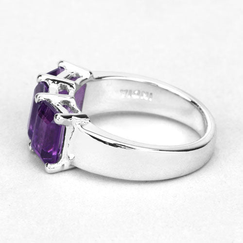 Bids.com 2.85 Carat Genuine Amethyst .925 Sterling Silver Ring Rings White Smoke size 6.00,size 7.00,size 8.00,size 5.00,size 9.00