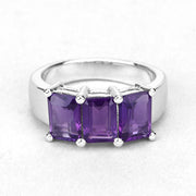 Bids.com 2.85 Carat Genuine Amethyst .925 Sterling Silver Ring Rings White Smoke size 6.00,size 7.00,size 8.00,size 5.00,size 9.00