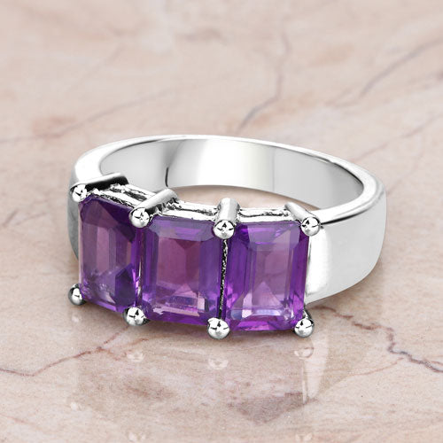 Bids.com 2.85 Carat Genuine Amethyst .925 Sterling Silver Ring Rings Light Gray size 6.00,size 7.00,size 8.00,size 5.00,size 9.00