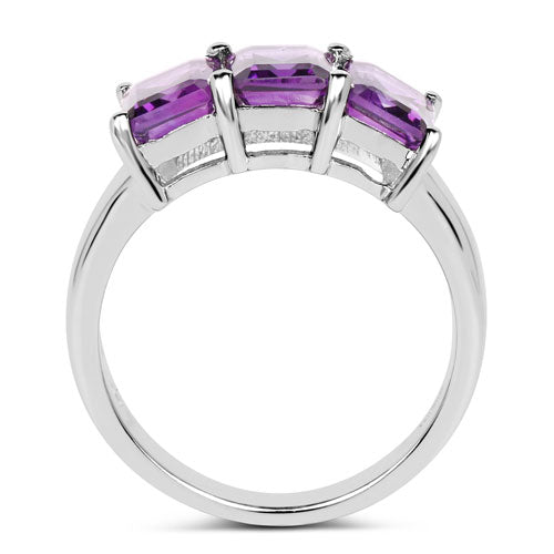 Bids.com 2.85 Carat Genuine Amethyst .925 Sterling Silver Ring Rings White Smoke size 6.00,size 7.00,size 8.00,size 5.00,size 9.00