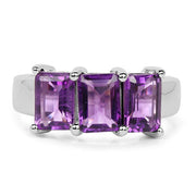 Bids.com 2.85 Carat Genuine Amethyst .925 Sterling Silver Ring Rings White Smoke size 6.00,size 7.00,size 8.00,size 5.00,size 9.00
