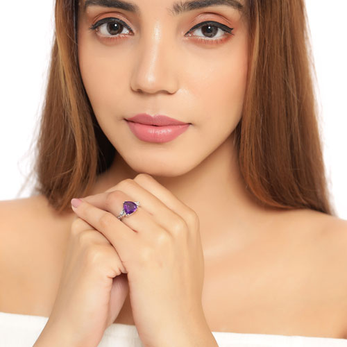 Bids.com 2.71 Carat Genuine Amethyst and White Topaz .925 Sterling Silver Ring Rings White Smoke size 6.00,size 8.00,size 7.00,size 5.00,size 9.00
