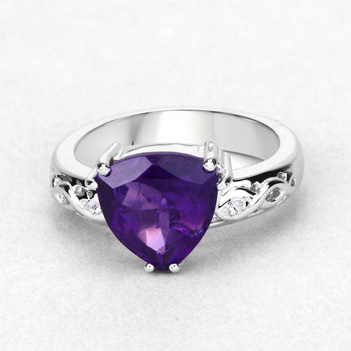 Bids.com 2.71 Carat Genuine Amethyst and White Topaz .925 Sterling Silver Ring Rings Lavender size 6.00,size 8.00,size 7.00,size 5.00,size 9.00