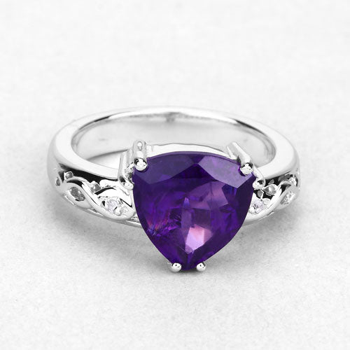 Bids.com 2.71 Carat Genuine Amethyst and White Topaz .925 Sterling Silver Ring Rings Lavender size 6.00,size 8.00,size 7.00,size 5.00,size 9.00
