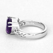Bids.com 2.71 Carat Genuine Amethyst and White Topaz .925 Sterling Silver Ring Rings White Smoke size 6.00,size 8.00,size 7.00,size 5.00,size 9.00