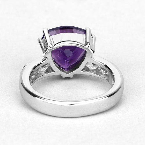 Bids.com 2.71 Carat Genuine Amethyst and White Topaz .925 Sterling Silver Ring Rings White Smoke size 6.00,size 8.00,size 7.00,size 5.00,size 9.00