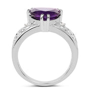 Bids.com 2.71 Carat Genuine Amethyst and White Topaz .925 Sterling Silver Ring Rings White Smoke size 6.00,size 8.00,size 7.00,size 5.00,size 9.00