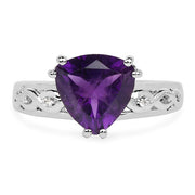 Bids.com 2.71 Carat Genuine Amethyst and White Topaz .925 Sterling Silver Ring Rings White Smoke size 6.00,size 8.00,size 7.00,size 5.00,size 9.00