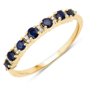 Bids.com 0.43 Carat Genuine Blue Sapphire and White Diamond 14K Yellow Gold Ring Rings White Smoke size 5.00,size 6.00,size 7.00,size 8.00,size 9.00