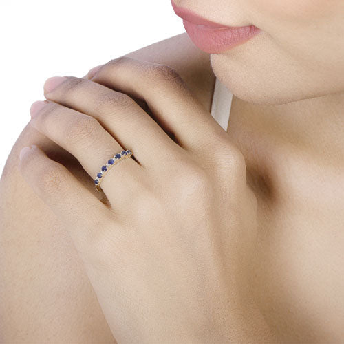 Bids.com 0.43 Carat Genuine Blue Sapphire and White Diamond 14K Yellow Gold Ring Rings Tan size 5.00,size 6.00,size 7.00,size 8.00,size 9.00