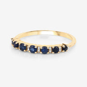 Bids.com 0.43 Carat Genuine Blue Sapphire and White Diamond 14K Yellow Gold Ring Rings White Smoke size 5.00,size 6.00,size 7.00,size 8.00,size 9.00