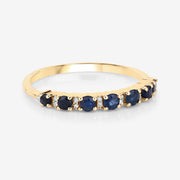 Bids.com 0.43 Carat Genuine Blue Sapphire and White Diamond 14K Yellow Gold Ring Rings White Smoke size 5.00,size 6.00,size 7.00,size 8.00,size 9.00