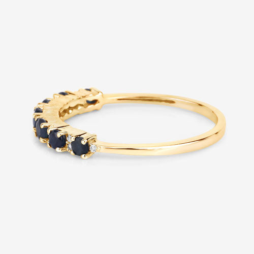 Bids.com 0.43 Carat Genuine Blue Sapphire and White Diamond 14K Yellow Gold Ring Rings White Smoke size 5.00,size 6.00,size 7.00,size 8.00,size 9.00