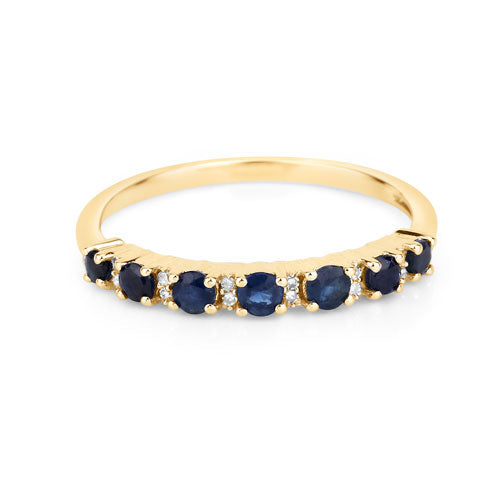 Bids.com 0.43 Carat Genuine Blue Sapphire and White Diamond 14K Yellow Gold Ring Rings White Smoke size 5.00,size 6.00,size 7.00,size 8.00,size 9.00