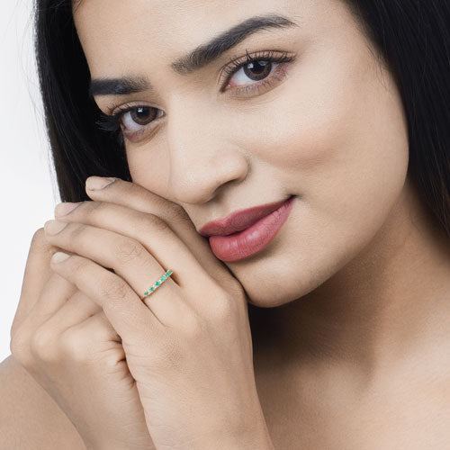 Bids.com 0.41 Carat Genuine Zambian Emerald and White Diamond 14K Yellow Gold Ring Rings Tan size 6.00,size 7.00,size 8.00,size 5.00,size 9.00