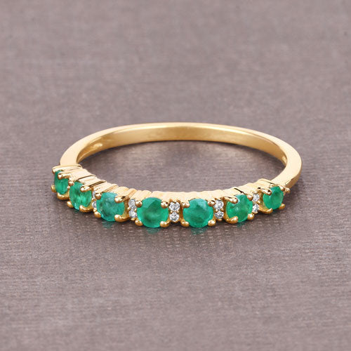 Bids.com 0.41 Carat Genuine Zambian Emerald and White Diamond 14K Yellow Gold Ring Rings Light Slate Gray size 6.00,size 7.00,size 8.00,size 5.00,size 9.00