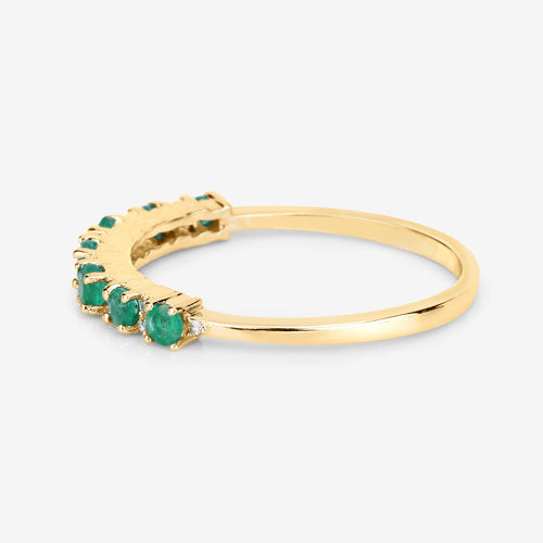 Bids.com 0.41 Carat Genuine Zambian Emerald and White Diamond 14K Yellow Gold Ring Rings White Smoke size 6.00,size 7.00,size 8.00,size 5.00,size 9.00